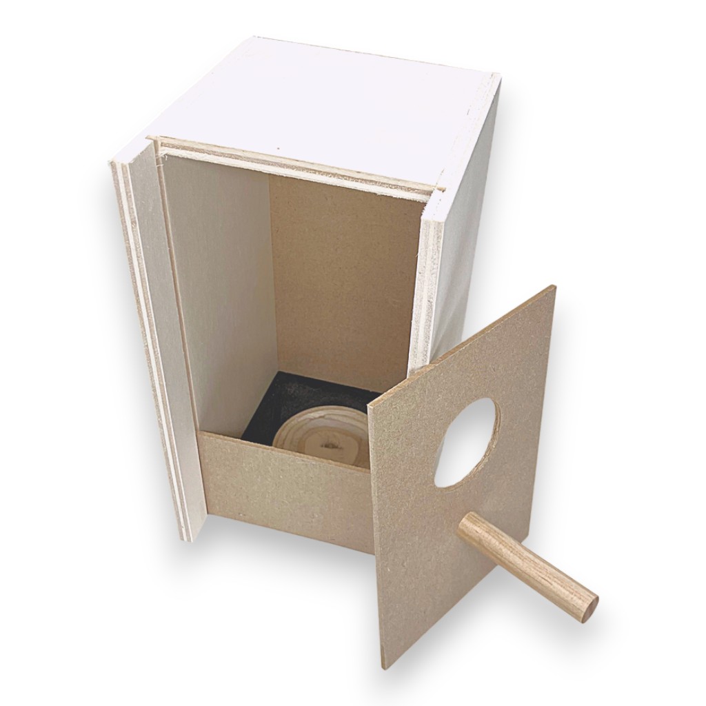 Grasparkietennestkast hoog DxBxH  13.5x13.5x24 cm