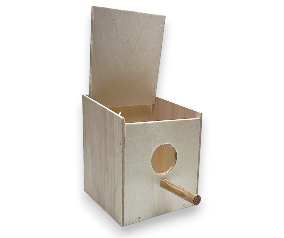 Agaporniedennestkast klein DxBxH 16.1x15.3x20(17) cm